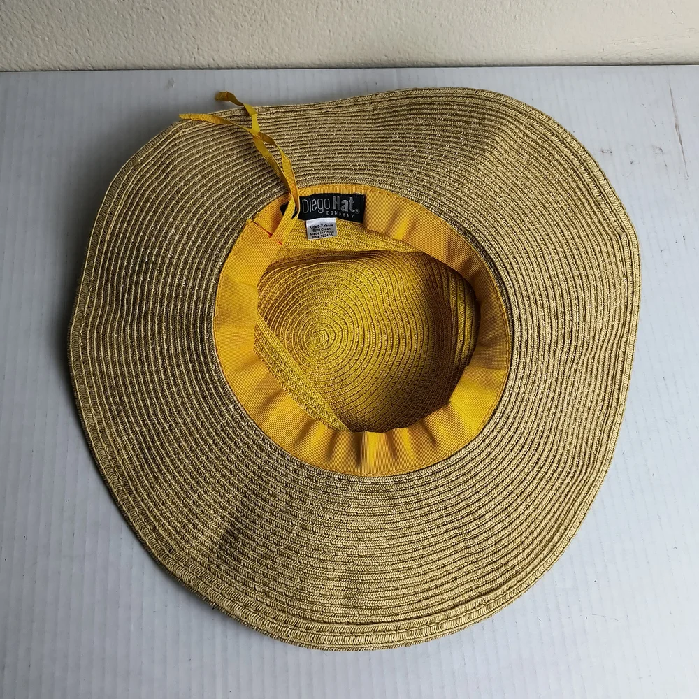 San Diego Hat Company Yellow and White Daisy Sun Paper Straw Hat Kids 5-7 - Picture 7 of 9